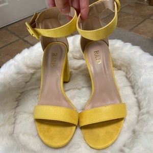Yellow Block Heeled Sandals Heels size US 7 UK 5